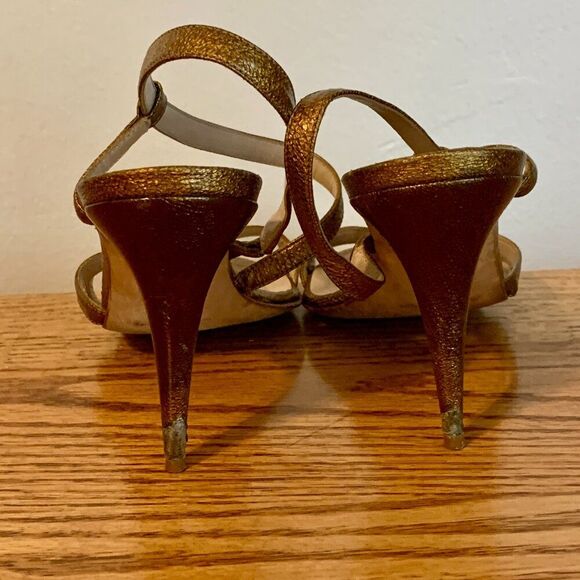 Manolo Blahnik Copper Gold 2000s y2k Strappy heels 36 Sandal Stiletto Carrie - Picture 14 of 16